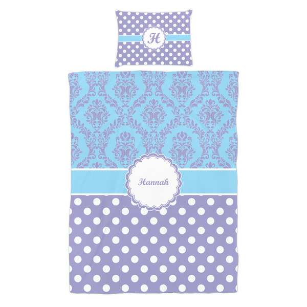 Purple Damask & Dots Duvet Cover Set - Twin - Alt Approval