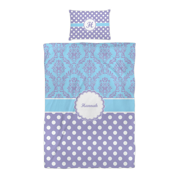 Purple Damask & Dots Duvet Cover Set - Twin XL - Alt Approval