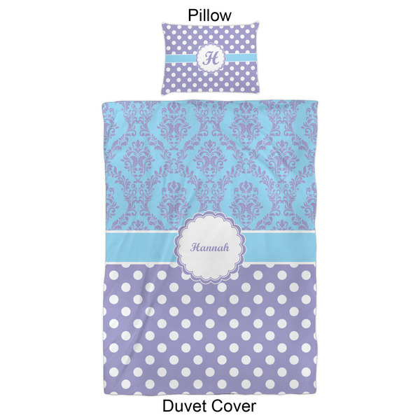 Purple Damask & Dots Duvet Cover Set - Twin XL - Approval