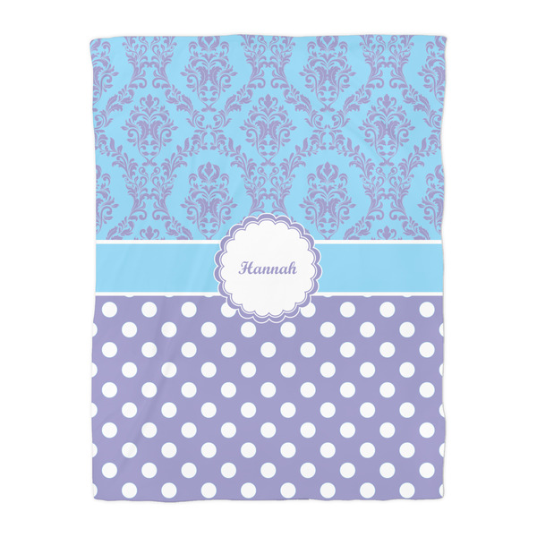 Purple Damask & Dots Duvet Cover - Twin - Front