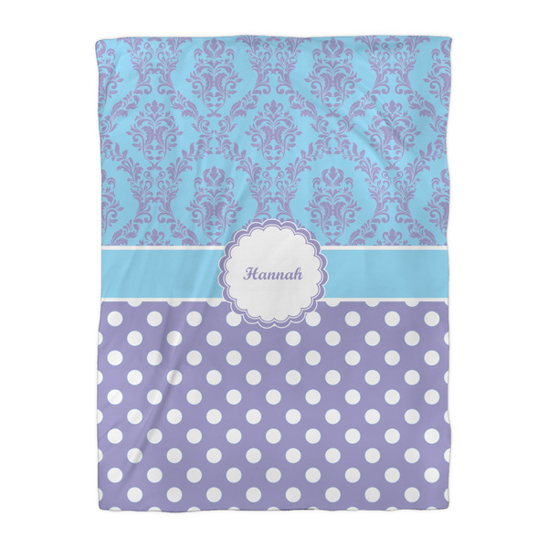 Purple Damask & Dots Duvet Cover - Twin XL - Front