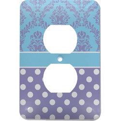 Purple Damask & Dots Electric Outlet Plate (Personalized)