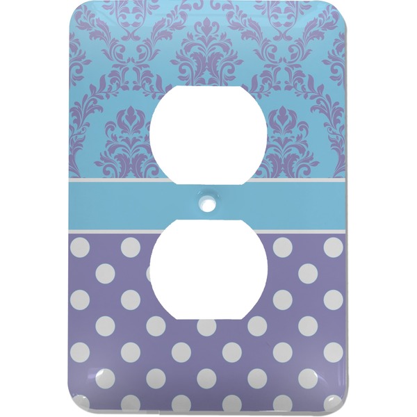 Custom Purple Damask & Dots Electric Outlet Plate