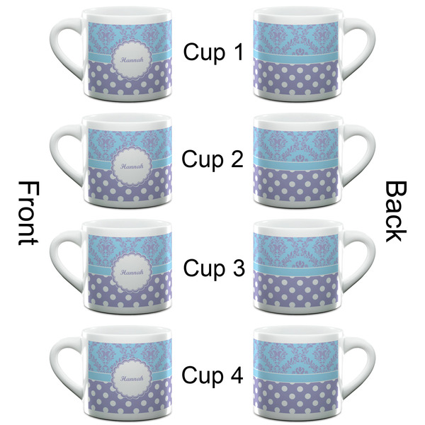 Purple Damask & Dots Espresso Cup - 6oz (Double Shot Set of 4) APPROVAL