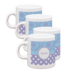 Purple Damask & Dots Single Shot Espresso Cups - Set of 4 (Personalized)