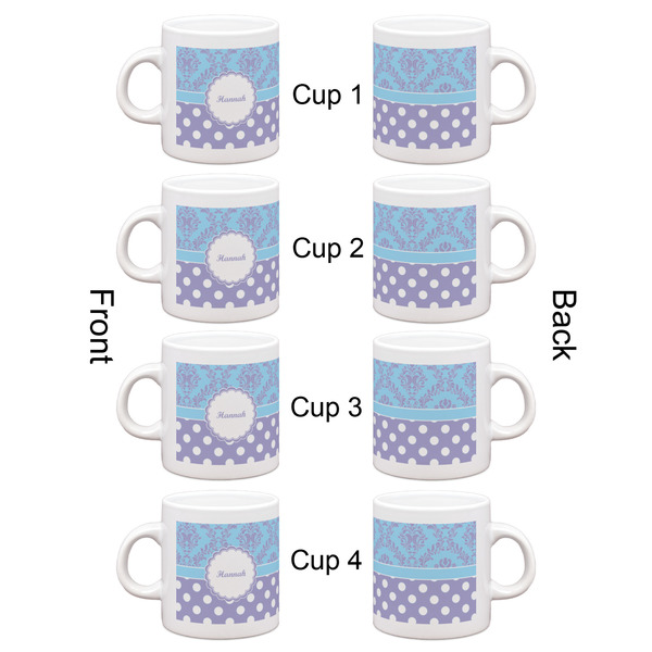 Purple Damask & Dots Espresso Cup Set of 4 - Apvl