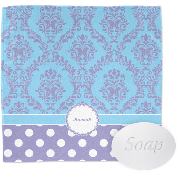 Purple Damask & Dots Wash Cloth with soap