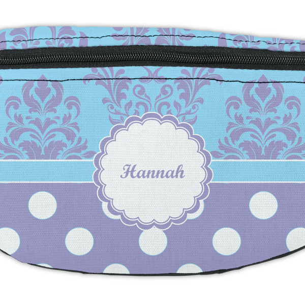 Purple Damask & Dots Fanny Pack - Closeup