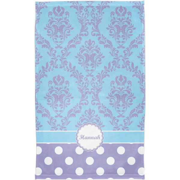 Purple Damask & Dots Finger Tip Towel - Full View