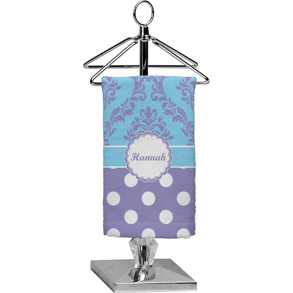 Custom Purple Damask & Dots Finger Tip Towel - Full Print (Personalized)