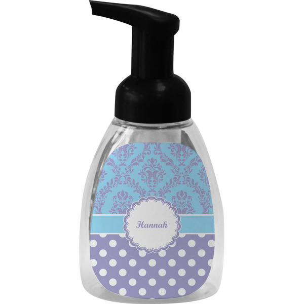 Purple Damask & Dots Foam Soap Bottle