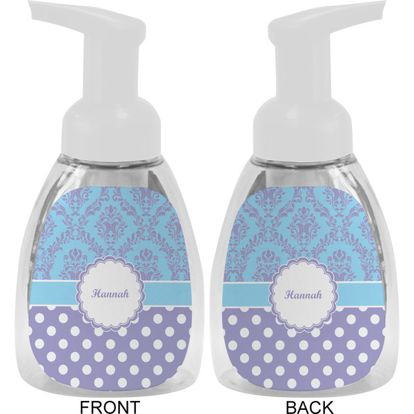 Purple Damask & Dots Foam Soap Bottle Approval - White