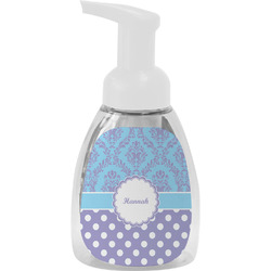 Purple Damask & Dots Foam Soap Bottle - White (Personalized)