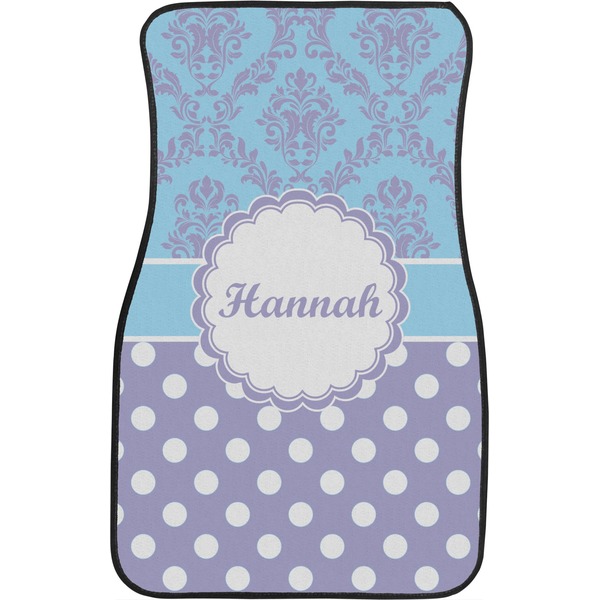 Purple Damask & Dots Front Seat Car Mat