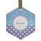 Purple Damask & Dots Frosted Glass Ornament - Hexagon