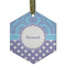 Purple Damask & Dots Flat Glass Ornament - Hexagon w/ Name or Text