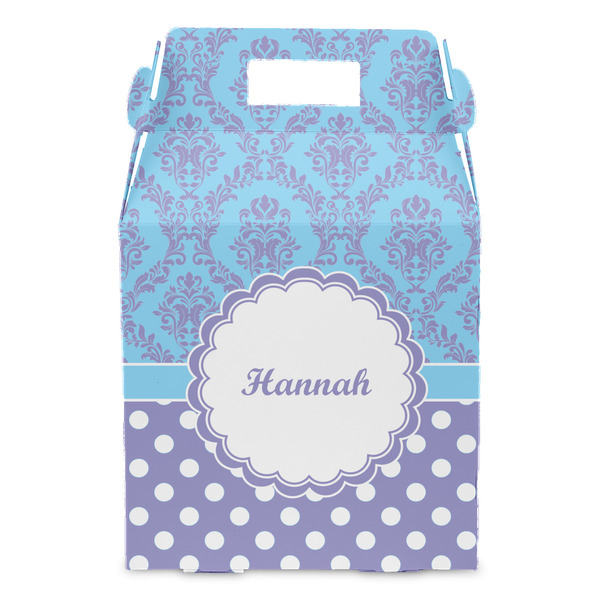 Purple Damask & Dots Gable Favor Box - Front