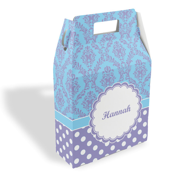Custom Purple Damask & Dots Gable Favor Box (Personalized)