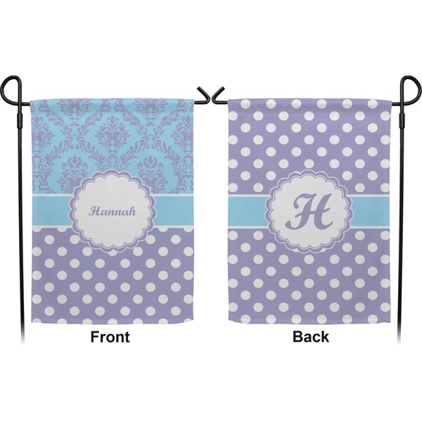 Purple Damask & Dots Garden Flag - Double Sided Front and Back
