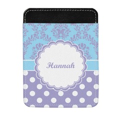 Purple Damask & Dots Genuine Leather Money Clip (Personalized)
