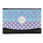 Purple Damask & Dots Genuine Leather Women's Wallet - Small (Personalized)