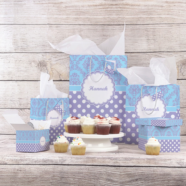 Purple Damask & Dots Gift Bags - In Context