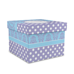 Purple Damask & Dots Gift Box with Lid - Canvas Wrapped - Medium (Personalized)