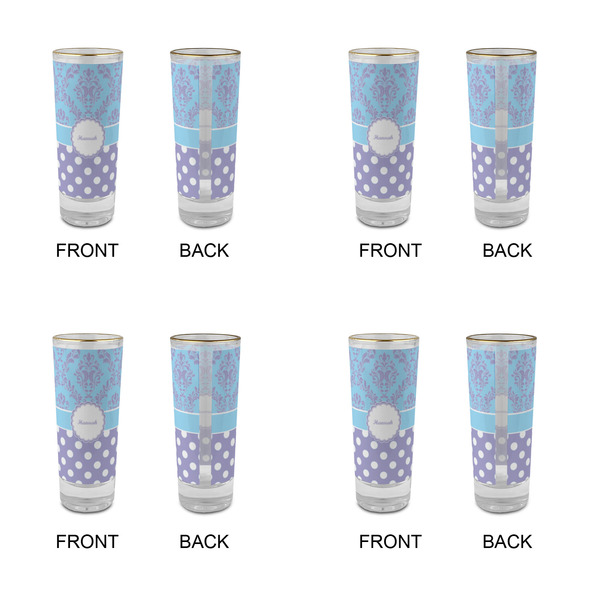 Purple Damask & Dots Glass Shot Glass - 2 oz - Set of 4 - APPROVAL