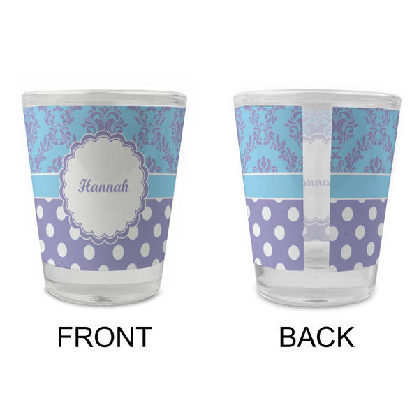 Purple Damask & Dots Glass Shot Glass - Standard - APPROVAL