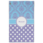 Purple Damask & Dots Golf Towel - Poly-Cotton Blend w/ Name or Text