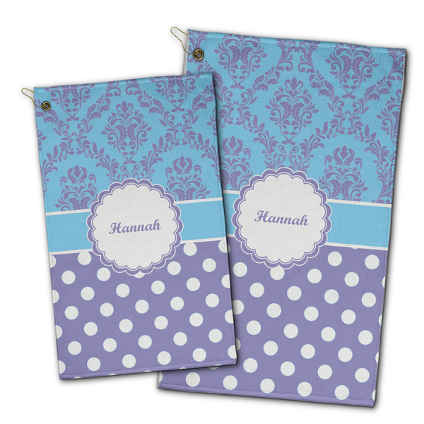 Purple Damask & Dots Golf Towel - PARENT (small and large)