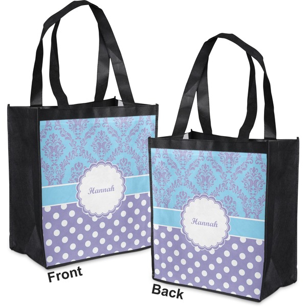 Purple Damask & Dots Grocery Bag - Apvl