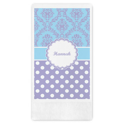 Purple Damask & Dots Guest Napkins - Full Color - Embossed Edge (Personalized)