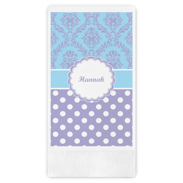 Custom Purple Damask & Dots Guest Towels - Full Color (Personalized)