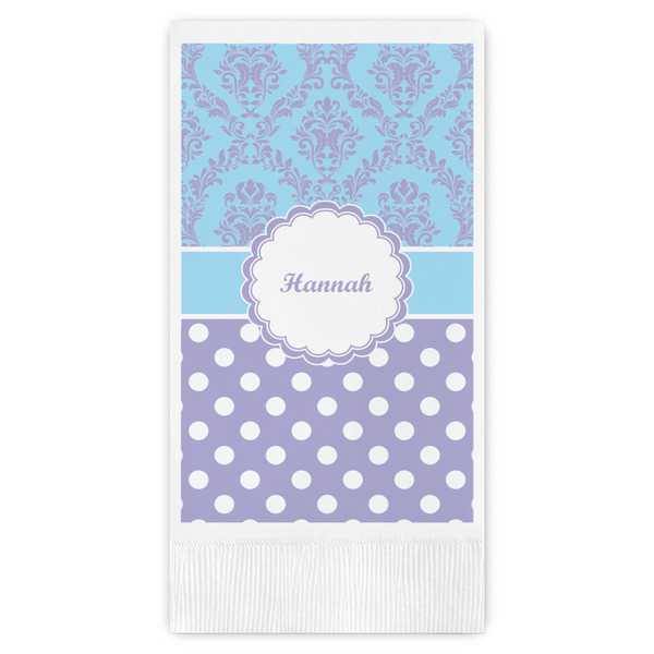 Custom Purple Damask & Dots Guest Paper Towels - Full Color (Personalized)