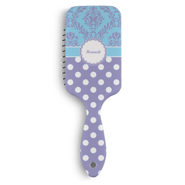 Custom Purple Damask & Dots Hair Brushes (Personalized)