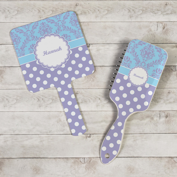 Purple Damask & Dots Hand Mirrors - In Context