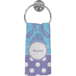 Purple Damask & Dots Hand Towel - Full Print (Personalized)