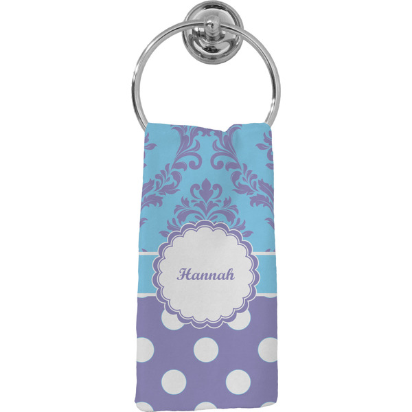Custom Purple Damask & Dots Hand Towel - Full Print (Personalized)