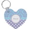 Purple Damask & Dots Heart Keychain (Personalized)
