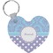Purple Damask & Dots Heart Plastic Keychain w/ Name or Text