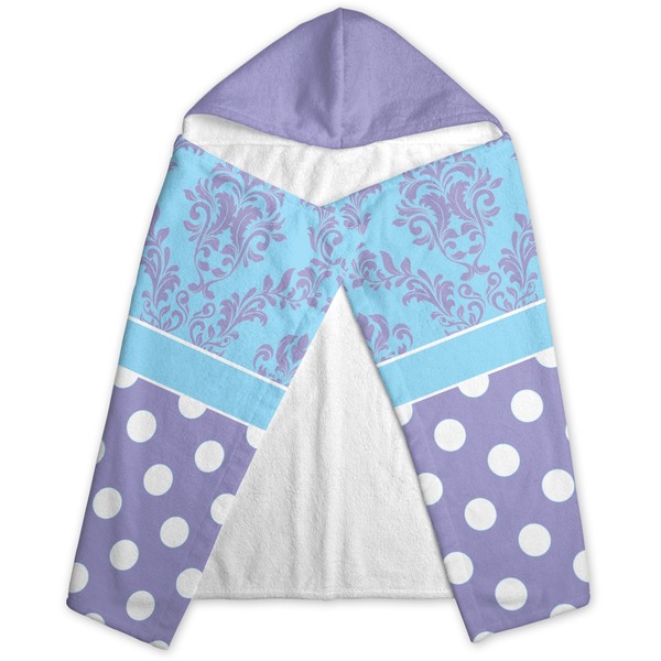 Purple Damask & Dots Hooded Towel - Folded