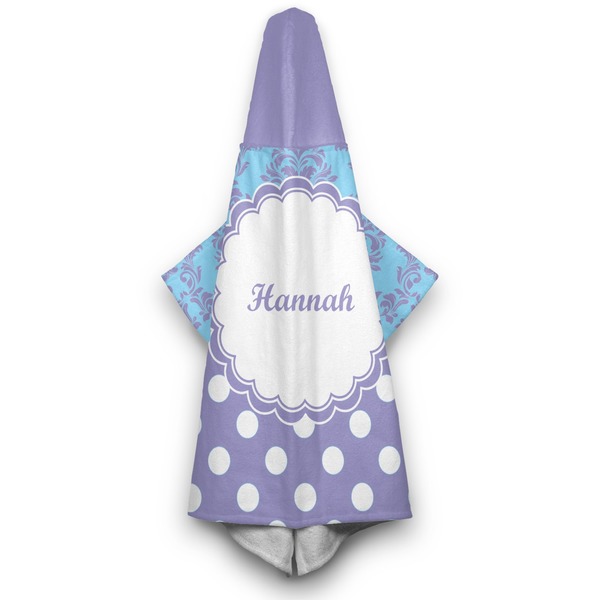 Purple Damask & Dots Hooded Towel - Hanging
