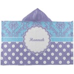 Purple Damask & Dots Kids Hooded Towel (Personalized)