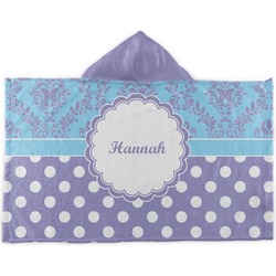 Purple Damask & Dots Kids Hooded Towel (Personalized)