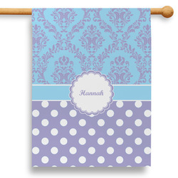 Purple Damask & Dots 28" House Flag (Personalized)