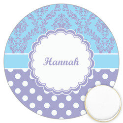 Purple Damask & Dots Printed Cookie Topper - 3.25" (Personalized)