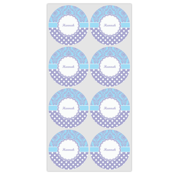 Purple Damask & Dots Icing Circle - Medium - Set of 8