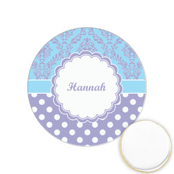 Purple Damask & Dots Printed Cookie Topper - 1.25" (Personalized)