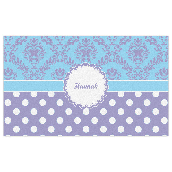 Purple Damask & Dots Indoor / Outdoor Rug - 3'x5' - Front Flat